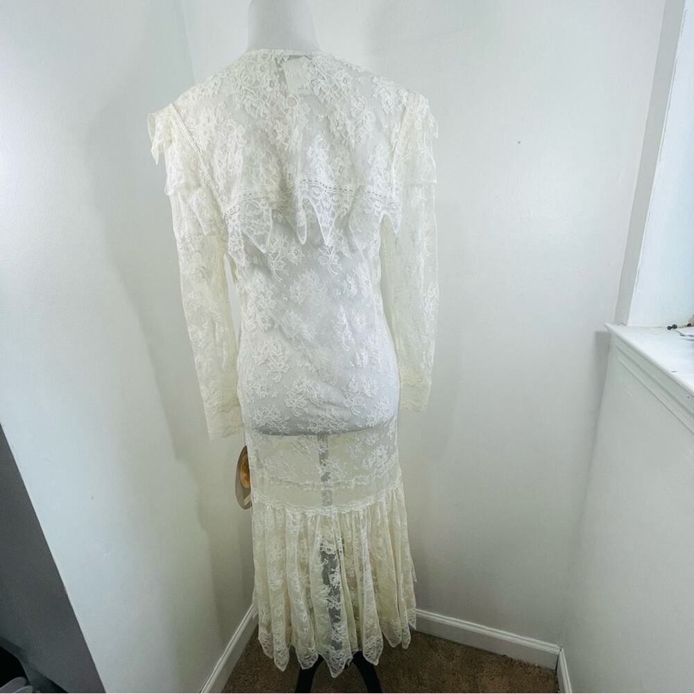 NWT Jessica McClintock 80 90s Lace Wedding Long Sleeve Dress 8 Deadstock Vintage - Picture 10 of 14